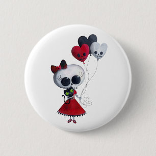 Kleines Fräulein Death Valentine Girl Button