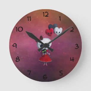 Kleines Fräulein Death Valentine Girl Runde Wanduhr