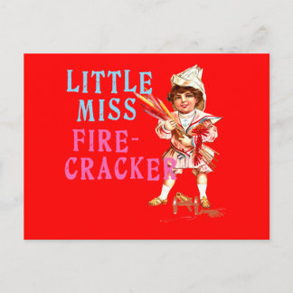 Kleines Fräulein Firecracker Vintage Americana Postkarte