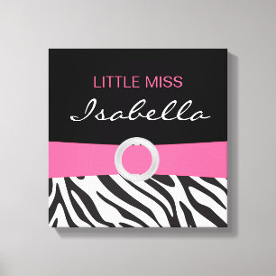 Kleines Fräulein Name Canvas auf Zebra-Muster Leinwanddruck