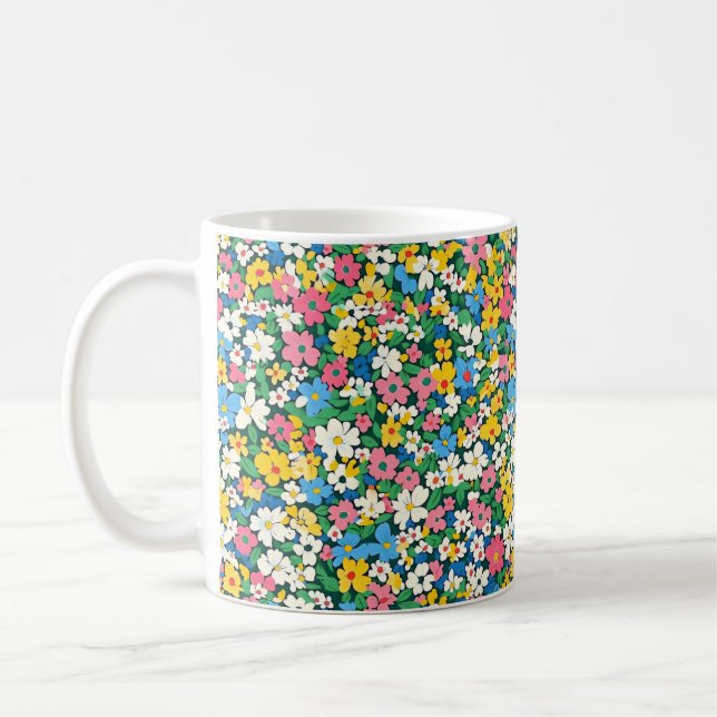 Kleines Frühlingsblumenmuster Kaffeetasse (Links)