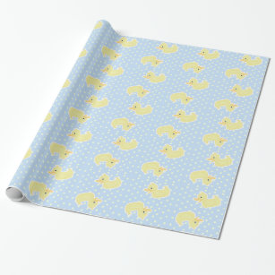 Kleines gelbes Enten-Packpapier (hellblau) Geschenkpapier