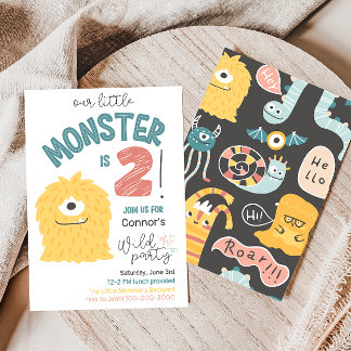 Kleines Gelbes Monster 2. Geburtstag Einladung