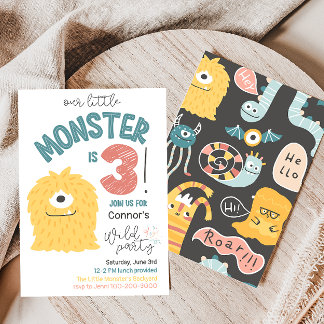 Kleines Gelbes Monster 3. Geburtstag Einladung