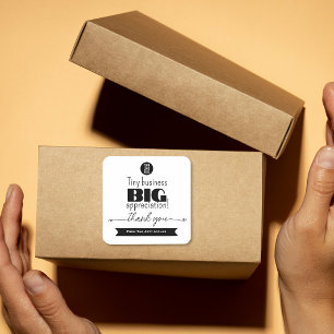 Kleines Geschäft Großer Dank Verpackungslogo Quadratischer Aufkleber