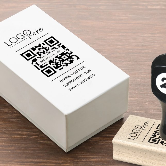 Kleines Geschäft QR-Code Danke Gummistempel (Small Business QR Code Thank You Rubber Stamp)