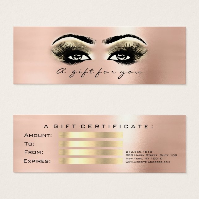 Kleines Geschenkzertifikat Gold Lash Extension Mak (Vorne & Hinten)