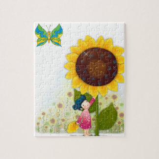 Kleines Girl Big Sunflower Puzzle
