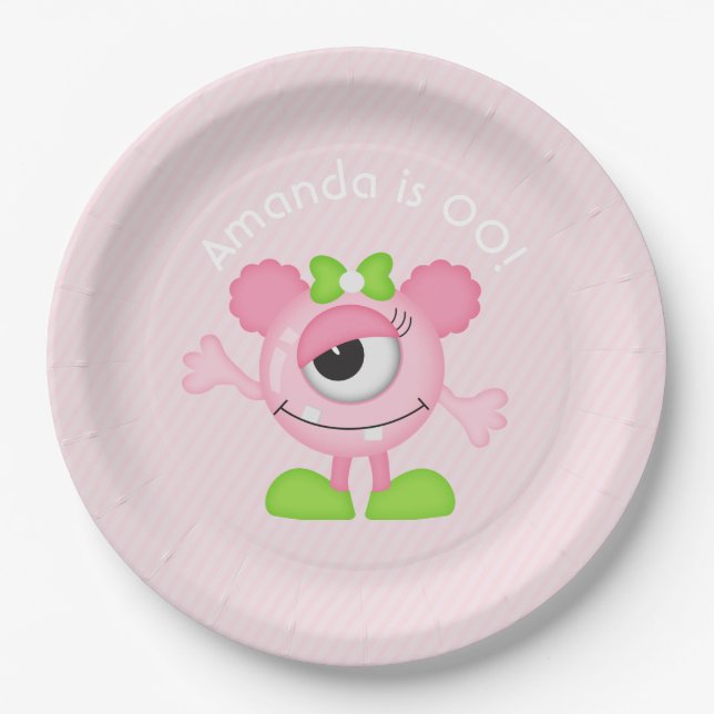 Kleines Girl Monster thematisches Party personalis Pappteller (Vorderseite)