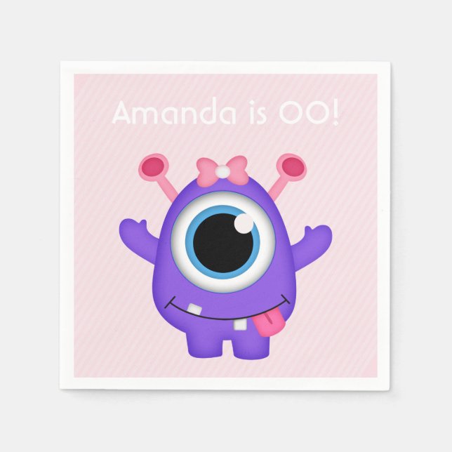 Kleines Girl Monster thematisches Party personalis Serviette (Vorderseite)