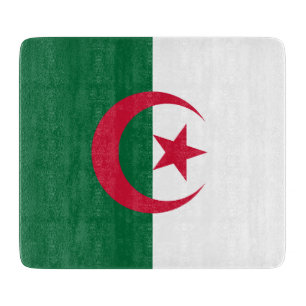 Kleines Glasschneidbrett mit algerischer Flagge Schneidebrett
