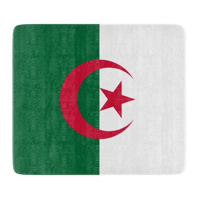 Kleines Glasschneidbrett mit algerischer Flagge Schneidebrett (Vorderseite)
