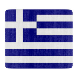 Kleines Glasschneidbrett mit griechischer Flagge Schneidebrett