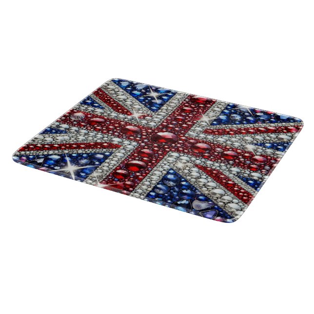 Kleines Glasspanbrett mit Britischen Farben Schneidebrett (Ecke)