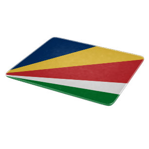 Kleines Glasspanbrett mit den Farben der Seychelle Schneidebrett
