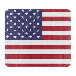 Kleines Glasspanbrett mit der Flagge der USA Schneidebrett
