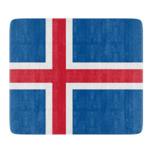 Kleines Glasspanbrett mit der Flagge Islands Schneidebrett