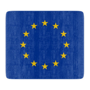 Kleines Glasspanbrett mit europäischer Flagge Schneidebrett
