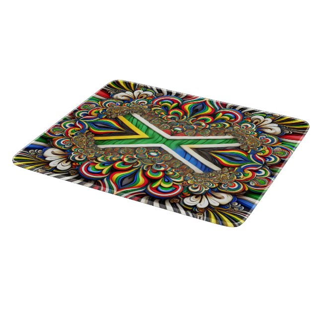 Kleines Glasspanbrett mit Südafrika-Farben Schneidebrett (Ecke)