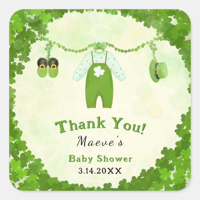 Kleines Glück 1 Kleeblatt Baby Outfit Babydusche Quadratischer Aufkleber (Vorderseite)