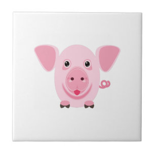 Kleines glückliches süßes rosa Schwein Fliese