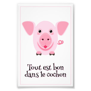 Kleines glückliches süßes rosa Schwein Fotodruck