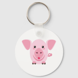 Kleines glückliches süßes rosa Schwein Schlüsselanhänger
