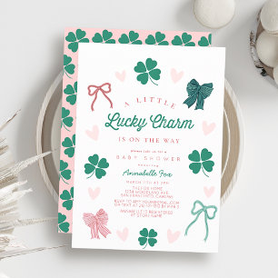 Kleines Glücksbringer-Bogen-Shamrock-Mädchen-Baby- Einladung