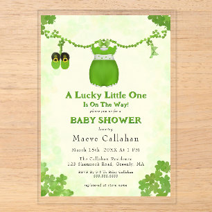 Kleines Glückskind Shamrock-Baby-Mädchen-Outfit Acryleinladungen