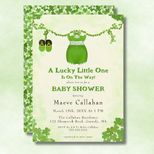 Kleines Glückskind Shamrock-Baby-Mädchen-Outfit Einladung