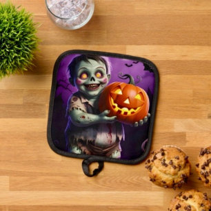 Kleines grünes Monster und Kürbisfreund  Topflappen