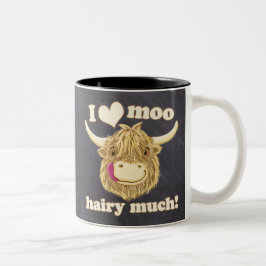Kleines Hamish Liebe-MOO haarig viel! Zweifarbige Tasse