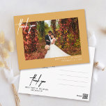 Kleines handgeschriebenes Foto Danke, Senf Postkarte<br><div class="desc">Vielen Dank an Ihre Gäste mit diesem modernen Foto Dankeschön-Karte mit handgeschriebenem "danke".</div>