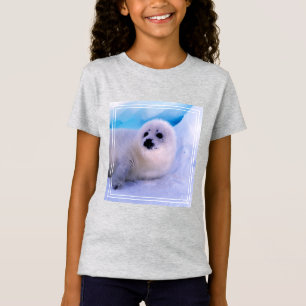 Kleines Harp Siegel in Schneeflocken überzogen T-Shirt