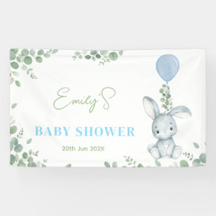 Kleines Häschen Eukalyptus Aquarell Baby Boy Showe Banner