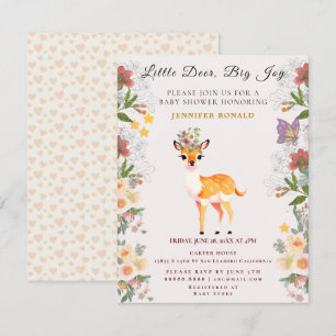 Kleines Hirsch, große, fröhlich rosa Blume und Sch Einladung