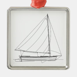 Kleines hölzernes Segelboot - karibisches Sloop Ornament Aus Metall