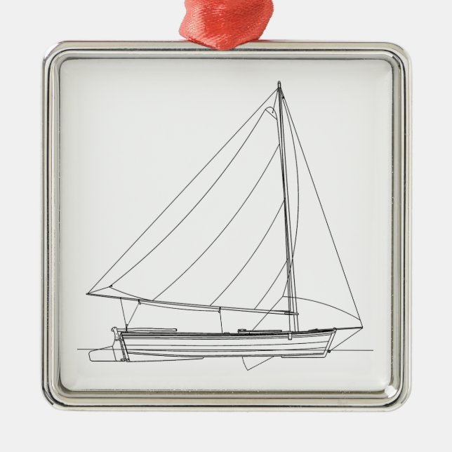 Kleines hölzernes Segelboot - karibisches Sloop Ornament Aus Metall (Vorne)