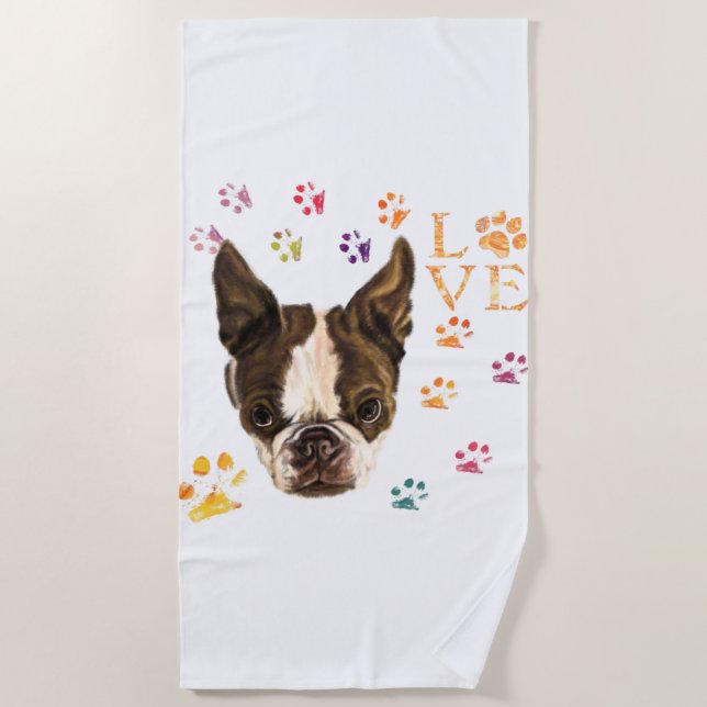 Kleines Hundetuch mit farbigen Spuren Strandtuch (Vorderseite)
