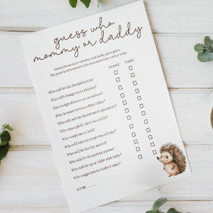 Kleines Igel-Mama-oder-Papa-Baby-Shower-Spiel Poster