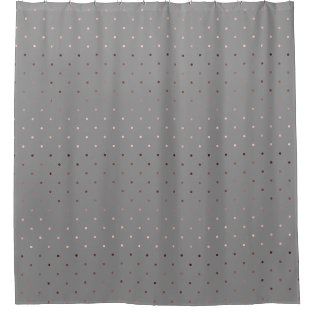kleines Imitat-Rosengoldgraues Polka-Punktmuster Duschvorhang (Vorderseite)