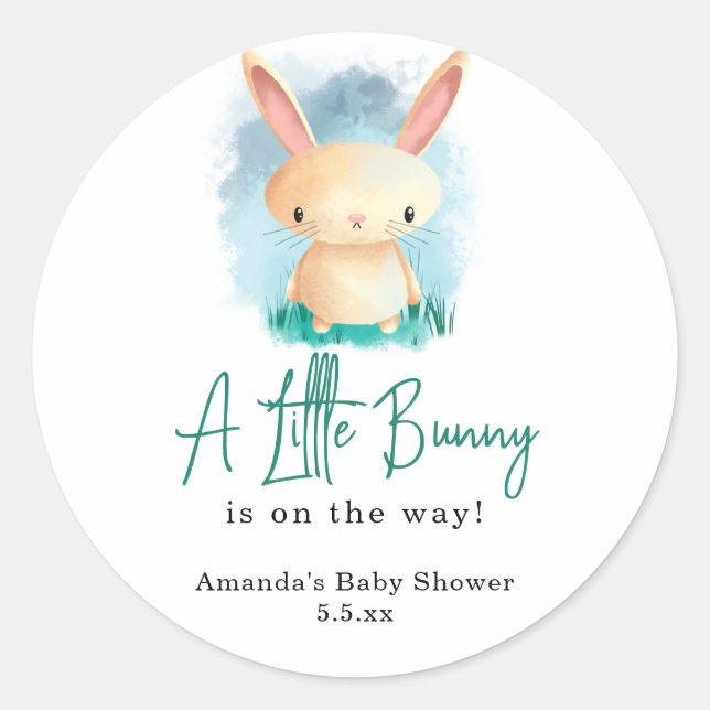 Kleines Kaninchen - Babydusche Runder Aufkleber (Vorderseite)