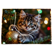 Kleines Kätzchen am Weihnachtsbaum