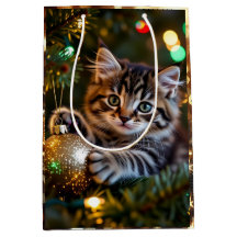 Kleines Kätzchen am Weihnachtsbaum