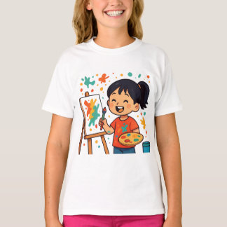 Kleines kreatives Künstler Mädchen – Farbige Maler T-Shirt