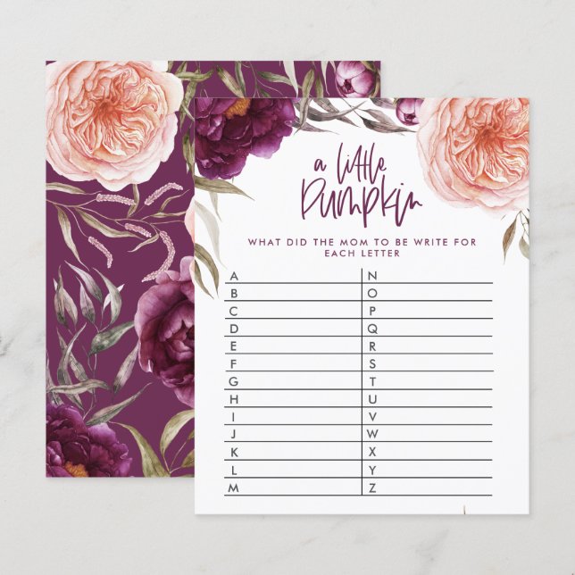 Kleines Kürbisduschenspiel raten Sie das Wort (Vorne/Hinten)