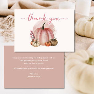 Kleines Kürbismädchen Rosa Babyparty Dankeschön Dankeskarte