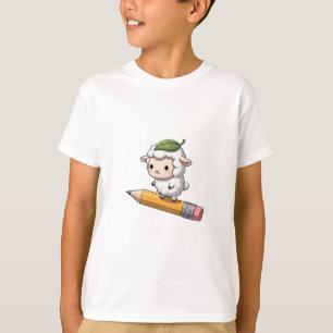 Kleines Lamm auf einem Bleistift Kinder T-Shirt