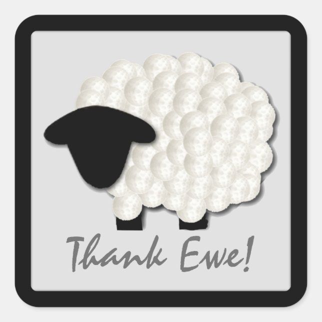 Kleines Lamm Danke Stickers (Platz) (Vorderseite)