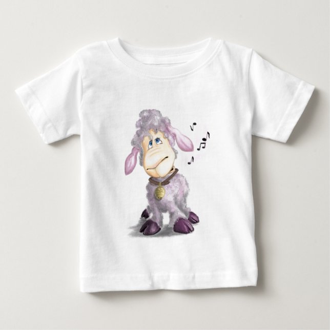 Kleines Lamm mit Bell Funny Baby T - Shirt (Vorderseite)